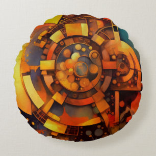 Stoomstijl Zonnewerktuig Abstract Rond Kussen