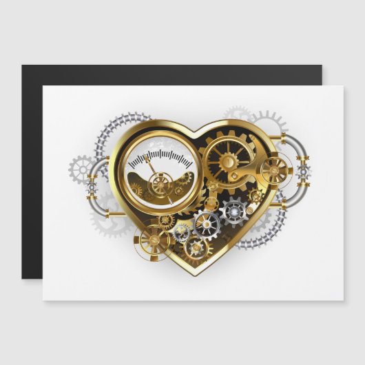 Stoomstijlhart met een Manometer Magnetische Uitnodiging (Voorkant / Achterkant)