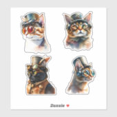 Stoomstijlkatten Sticker (Vel)