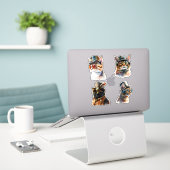 Stoomstijlkatten Sticker (Laptop op bureau)