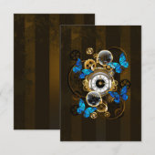 Stoomstijltandwielen en Blauwe Vlinders Bedankkaart (Voorkant / Achterkant)