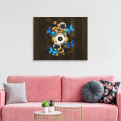 Stoomstijltandwielen en Blauwe Vlinders Canvas Afdruk (Insitu (Woonkamer))