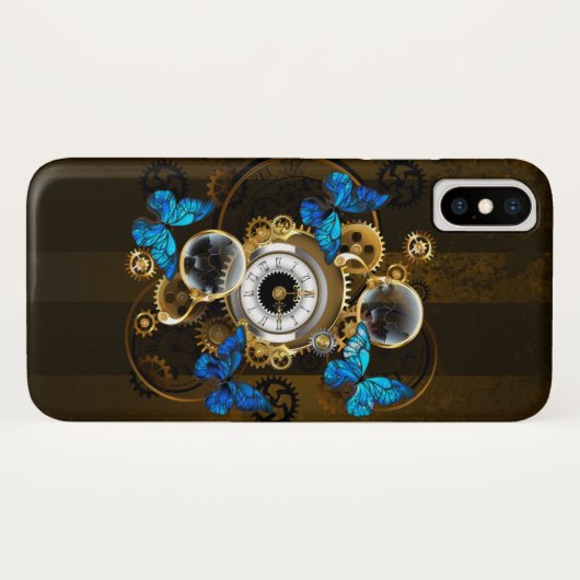 Stoomstijltandwielen en Blauwe Vlinders Case-Mate iPhone Case (Achterkant (horizontaal))
