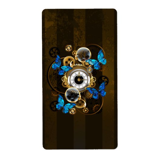 Stoomstijltandwielen en Blauwe Vlinders Etiket (Voorkant)