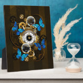 Stoomstijltandwielen en Blauwe Vlinders Fotoplaat (Zijkant)