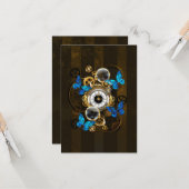 Stoomstijltandwielen en Blauwe Vlinders Kaart (Voorkant / Achterkant in situ)