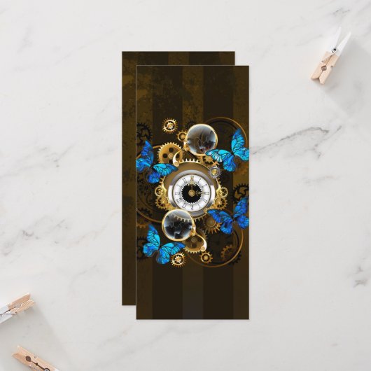 Stoomstijltandwielen en Blauwe Vlinders Kaart (Voorkant / Achterkant in situ)