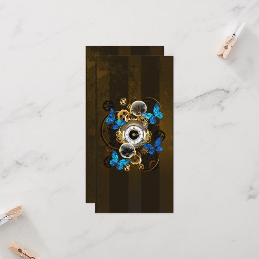 Stoomstijltandwielen en Blauwe Vlinders Kaart (Voorkant / Achterkant in situ)