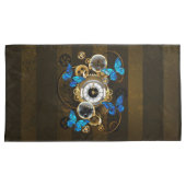 Stoomstijltandwielen en Blauwe Vlinders Kussensloop (Voorkant-Rechts)