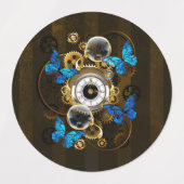 Stoomstijltandwielen en Blauwe Vlinders Labels (Design 2)