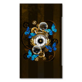 Stoomstijltandwielen en Blauwe Vlinders Magnetisch Visitekaartje (Voorkant Verticaal)