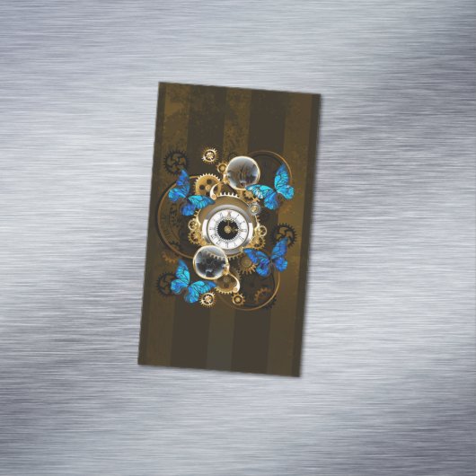 Stoomstijltandwielen en Blauwe Vlinders Magnetisch Visitekaartje (Voorbeeld)