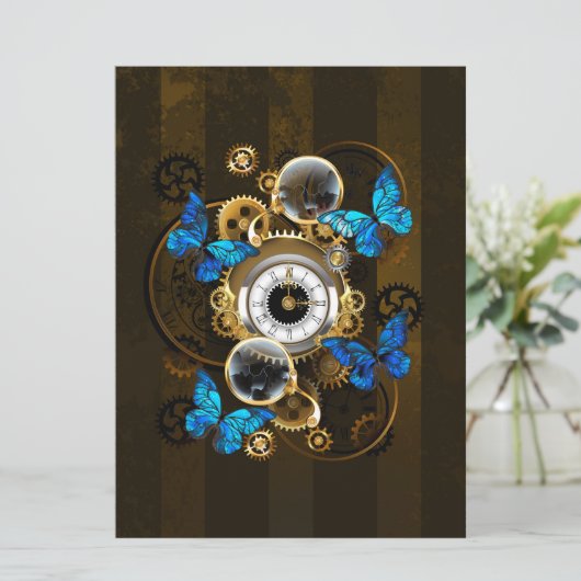 Stoomstijltandwielen en Blauwe Vlinders Menu (Staand voorkant)