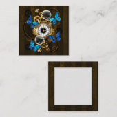 Stoomstijltandwielen en Blauwe Vlinders Notitiekaartje (Voorkant / Achterkant)