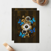 Stoomstijltandwielen en Blauwe Vlinders Notitiekaartje (Voorkant / Achterkant in situ)