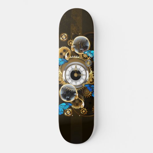 Stoomstijltandwielen en Blauwe Vlinders Persoonlijk Skateboard (Voorkant)