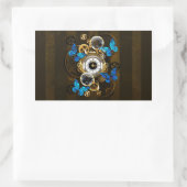 Stoomstijltandwielen en Blauwe Vlinders Rechthoekige Sticker (Tas)