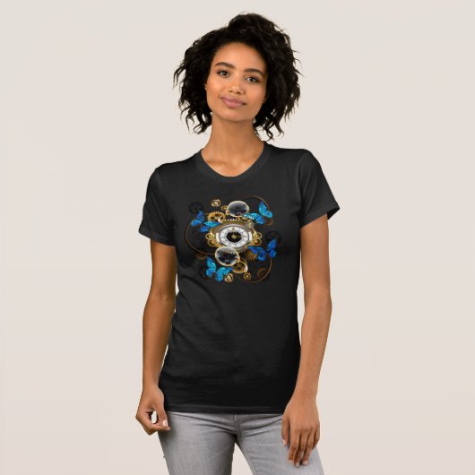 Stoomstijltandwielen en Blauwe Vlinders T-shirt (Voorkant volledig)