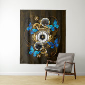 Stoomstijltandwielen en Blauwe Vlinders Wandkleed (In situ)