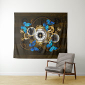 Stoomstijltandwielen en Blauwe Vlinders Wandkleed (In Situ (horizontaal))