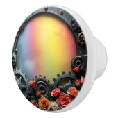 Stoomstijltandwielen, Rozen en Regenboog Keramische Knop (Rechts)