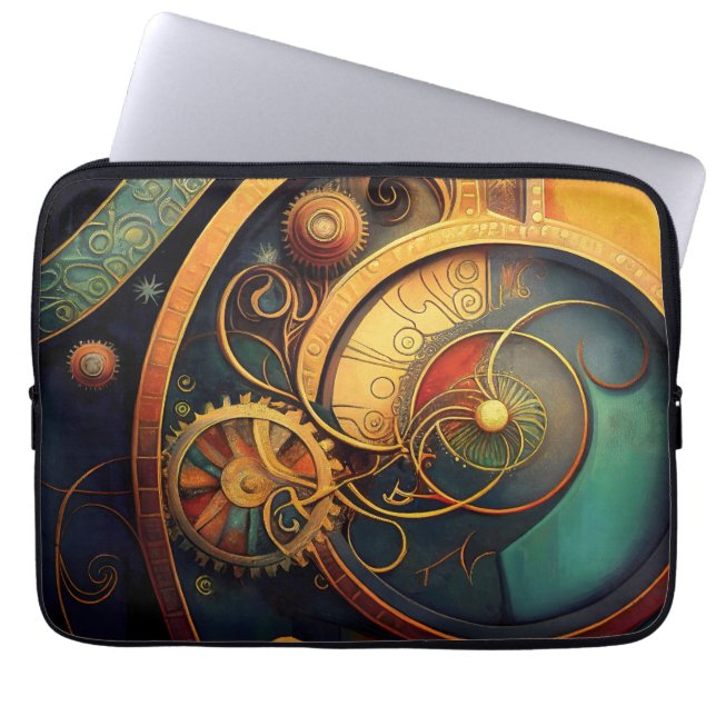 Stoomtech Abstract Klokontwerp Laptop Sleeve (Voorkant)