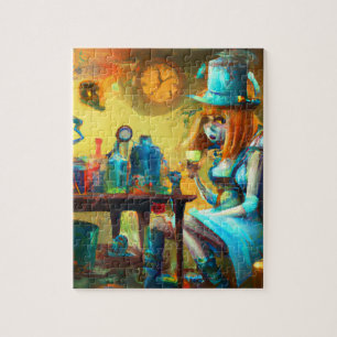 Stoomtech Alice maakt drankjes in een alchemie lab Legpuzzel