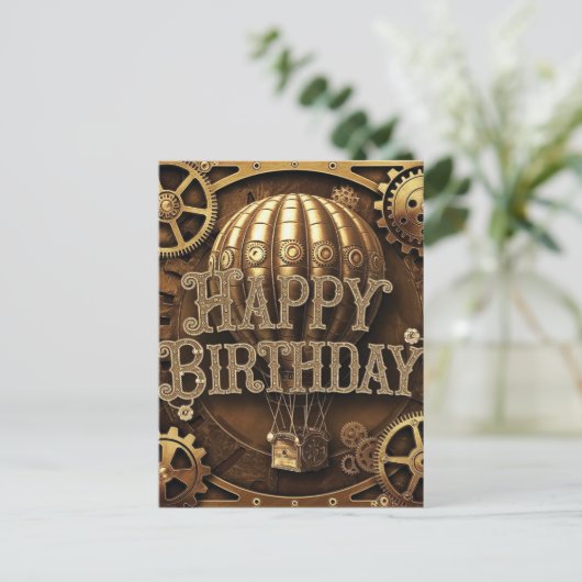 Stoomtech Avontuurlijke Verjaardagsontwerp Briefkaart (Staand voorkant)