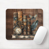 Stoomtech Boeken Houten Achtergrond Muismat (Met muis)