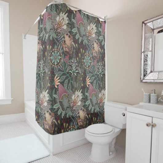 stoomtech chintz grijs douchegordijn (In situ)