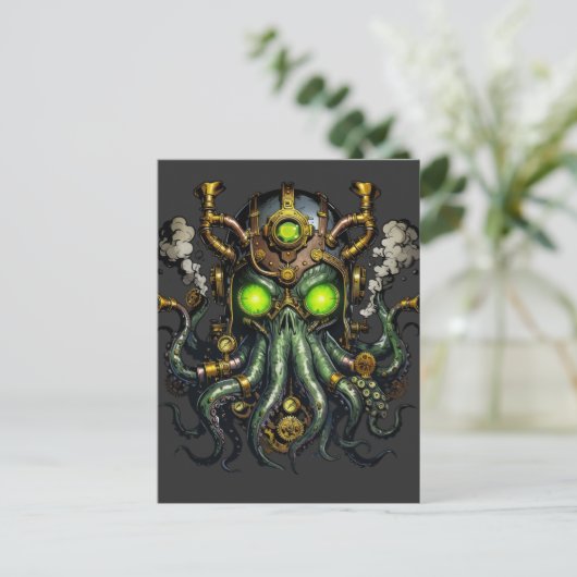Stoomtech Cthulhu monster Briefkaart (Staand voorkant)