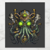 Stoomtech Cthulhu monster Wijn Etiket (Enkel label)