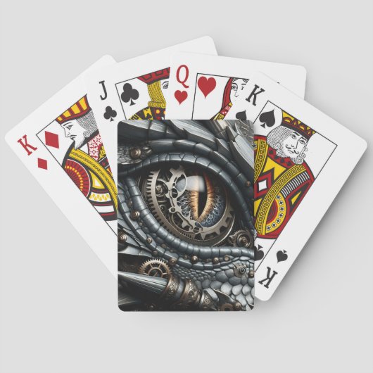 Stoomtech Drakenoog Close-up Ai Kunst Pokerkaarten (Achterkant)