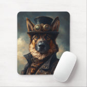 Stoomtech Duitse Herdershond met hoge hoed Muismat (Met muis)