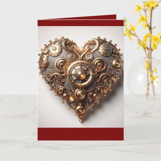 Stoomtech Elegante Tandwiel Hart Kaart (Gele Bloem)