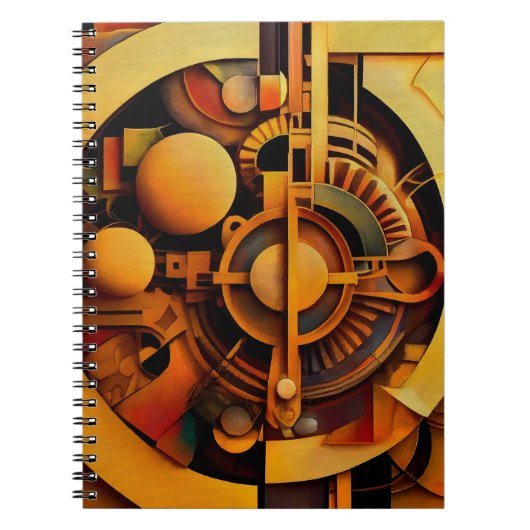 Stoomtech Gouden Mechanisme Abstract Notitieboek (Voorkant)