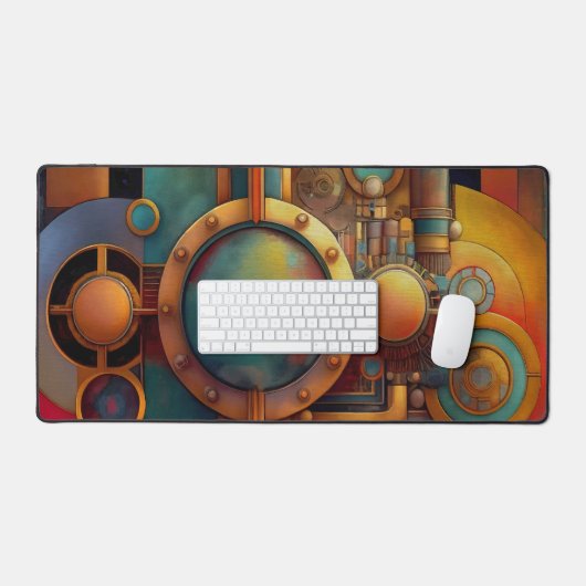 Stoomtech Industriële Geometrische Kunst Bureaumat (Keyboard & Muis)