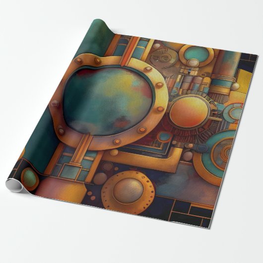 Stoomtech Industriele Geometrische Kunst Cadeaupapier (Uitgerold)