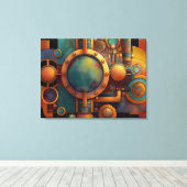 Stoomtech Industriële Geometrische Kunst Canvas Afdruk (Insitu (Houten vloer))