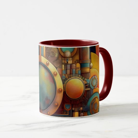 Stoomtech Industriele Geometrische Kunst Mok (Voorkant rechts)