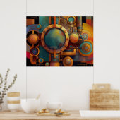 Stoomtech Industriële Geometrische Kunst Poster (Keuken)