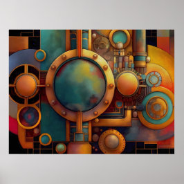 Stoomtech Industriële Geometrische Kunst Poster