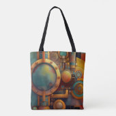 Stoomtech Industriële Geometrische Kunst Tote Bag (Achterkant)
