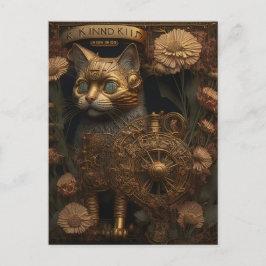 Stoomtech Kat Gotische Digitale Kunst Briefkaart