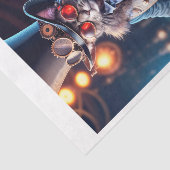 Stoomtech kat met hoge hoed & bril die gitaar spee tissuepapier (Detail)
