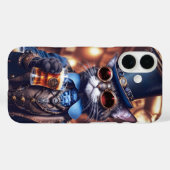 Stoomtech kat met hoge hoed en bierhoes Case-Mate iPhone case (Achterkant (horizontaal))