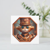 Stoomtech Kat Soldaat In 8-zijdig Bronzen Frame Kaart (Staand voorkant)