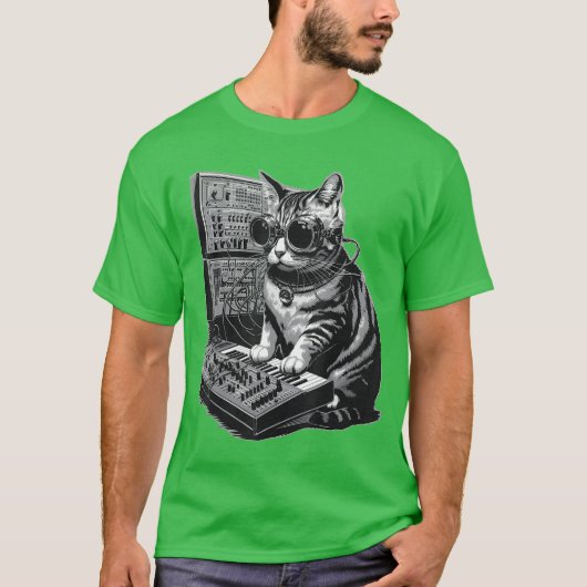 Stoomtech Kat speelt Synthesizer Synth Kittenechn T-shirt (Voorkant)
