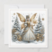 Stoomtech Kerstmis – Gouden Fee in Besneeuwd Bos (Voorkant)