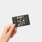 Stoomtech Libellen op bruine gestreepte achtergron Badge (Handheld)